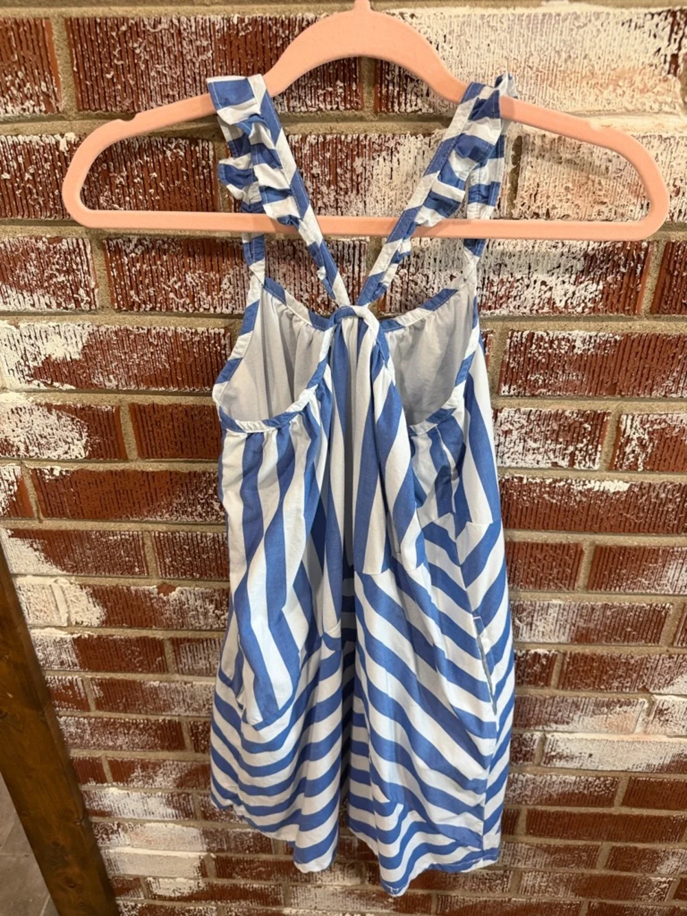 GAP Blue and White Sleeveless Striped Girls Sundress Sz 8 Nautical Casual Cotton - Picture 4 of 5